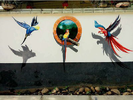 沙洋视觉错位-3D墙绘设计