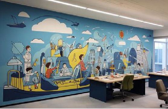 沙洋办公室墙绘的特点。