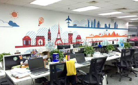 沙洋教你设计办公室墙绘的方法。